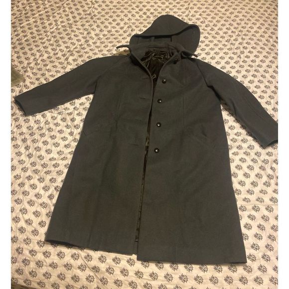 Vintage CBV Karlskrona Swedish Military Grey  Wool Hooded Coat Overcoat 40 - Picture 4 of 16